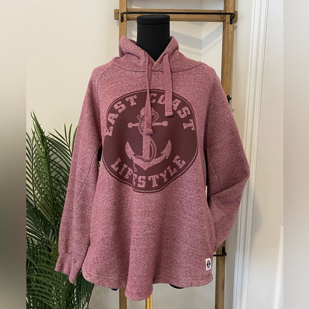 East Coast Lifestyle Burgundy Crewneck Hoodie, Large
